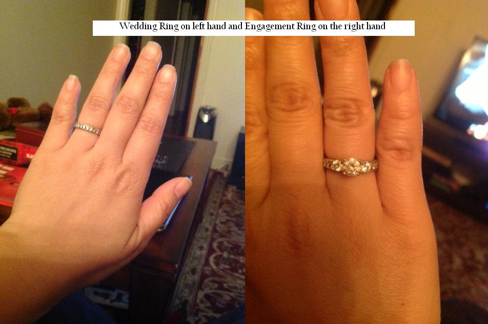 Wearing wedding ring on the left hand 